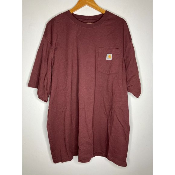 Carhartt Men's 2XL Loose Fit Maroon T-Shirt - Picture 1 of 6